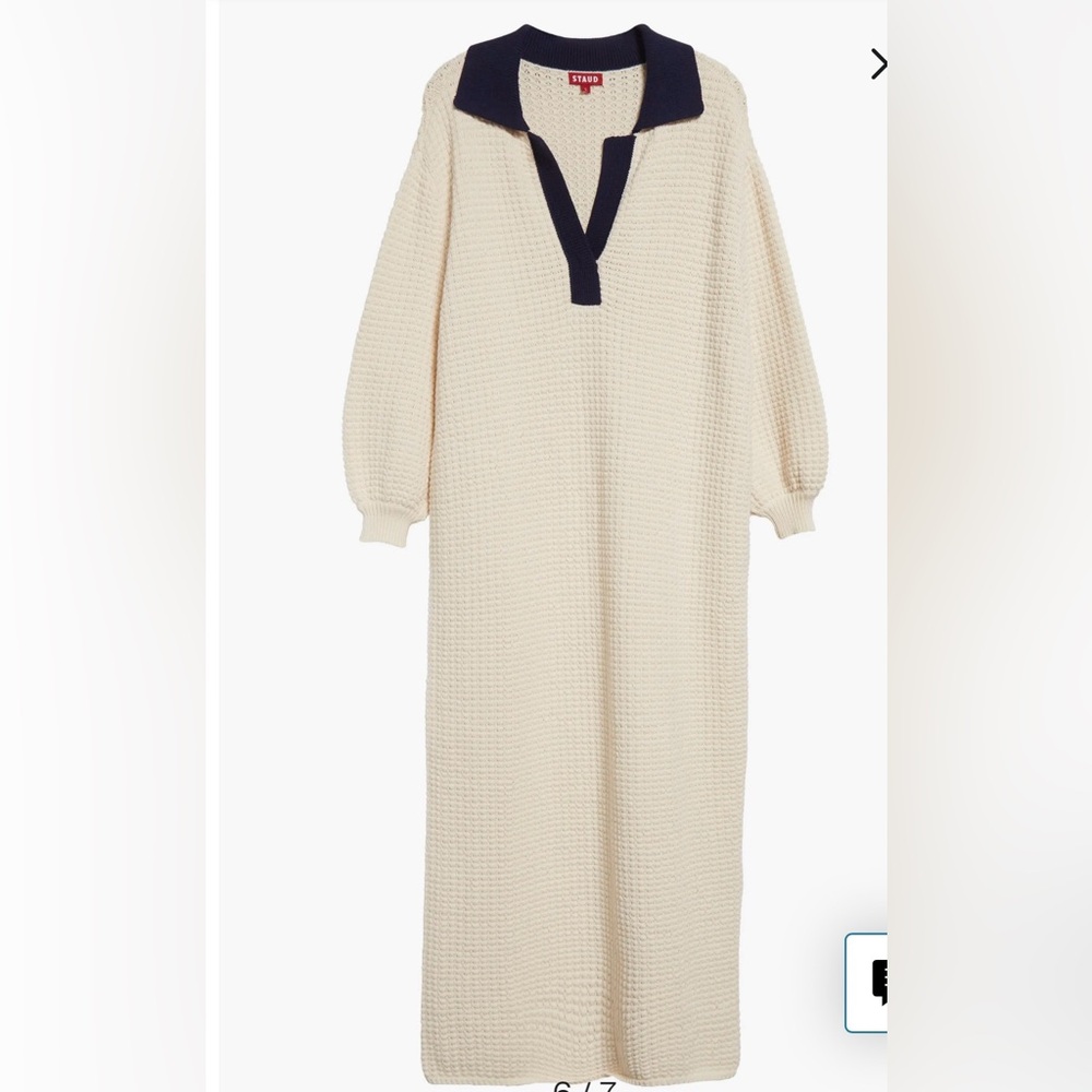 NWT Staud IVORY/NAVY ALTEA MIDI DRESS Size XS - Picture 6 of 11